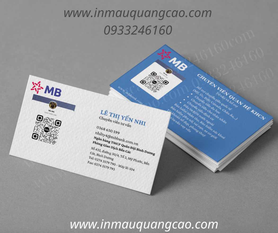 Mẫu card visit ngân hàng MB Bank - in danh thiếp Bình Dương